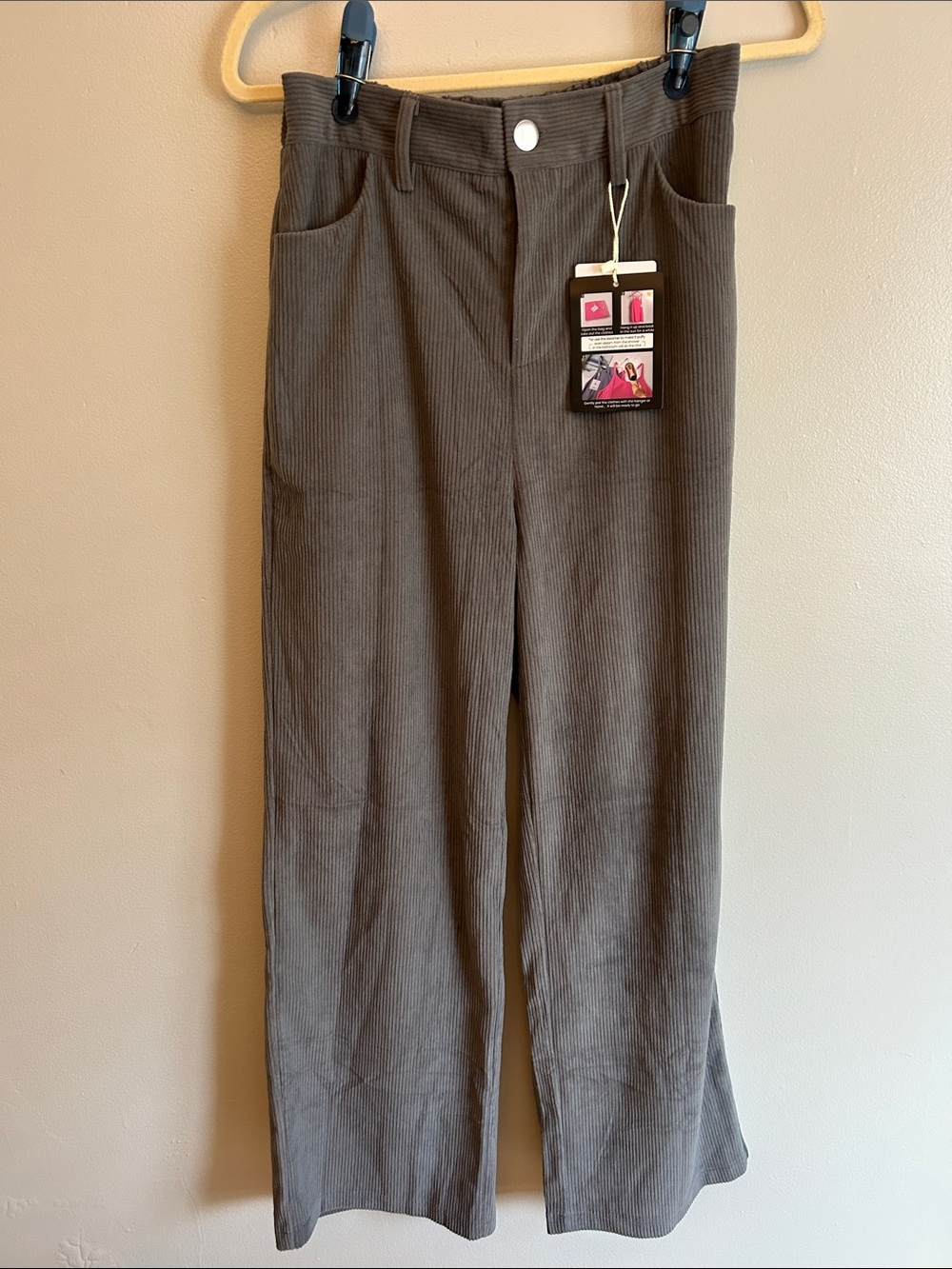 Women's Wide-Leg Corduroy Pants in Grey - SZ Medium